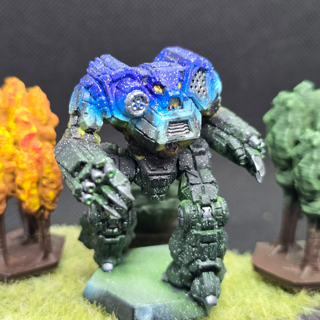 Kodiak miniature painted green and blue