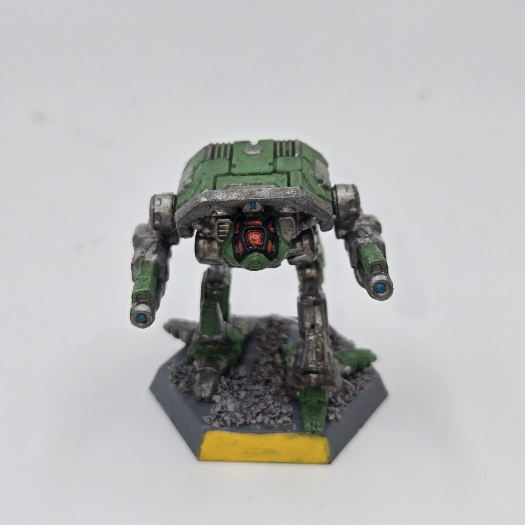Adder miniature painted metallic grey with green accents