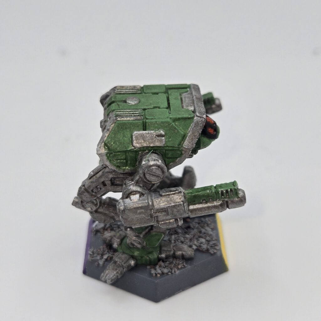 Adder miniature painted metallic grey with green accents