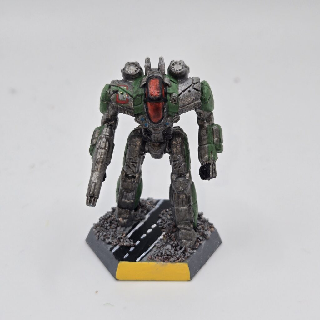 Chameleon miniature painted metallic grey with green accents