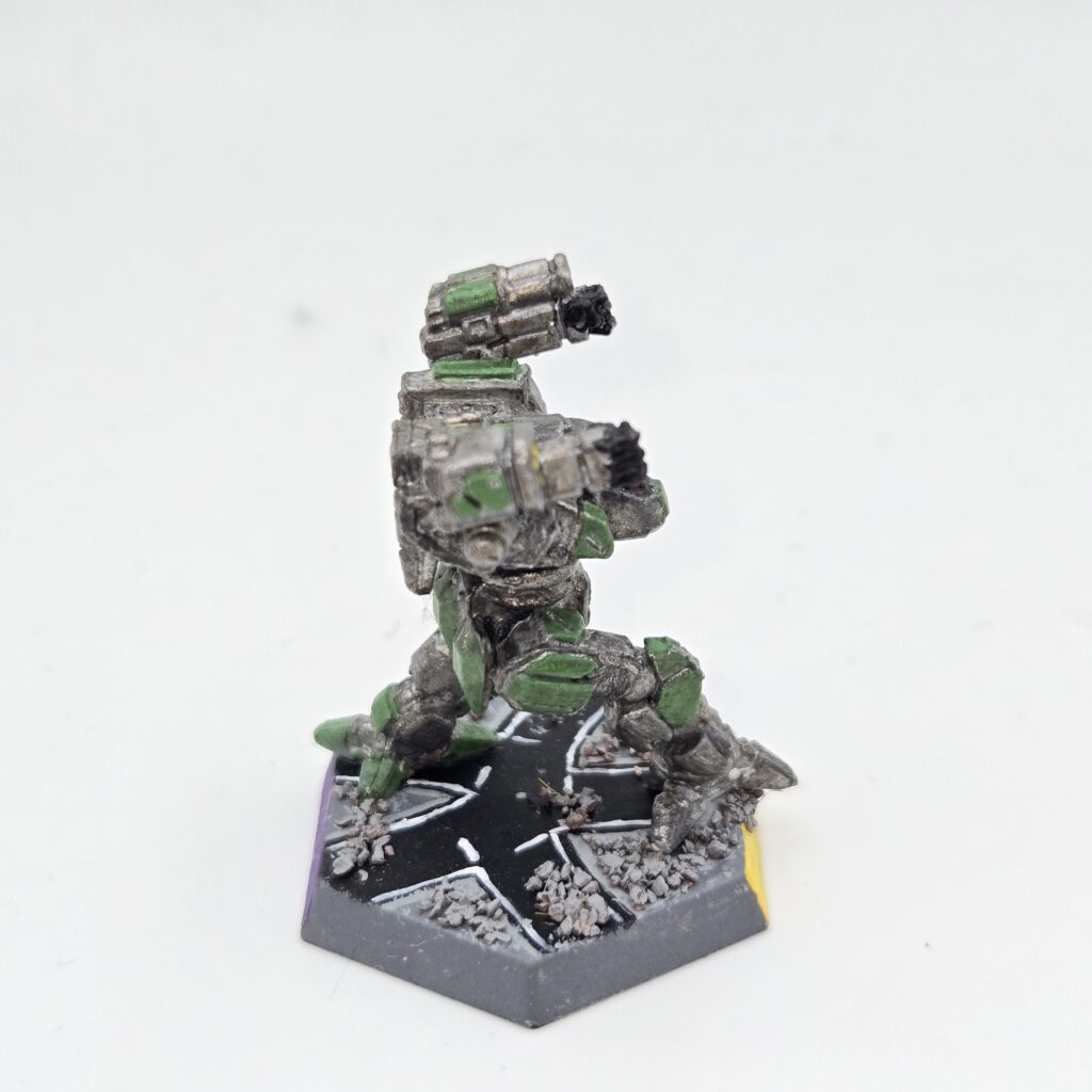 Fire Moth miniature painted metallic grey with green accents