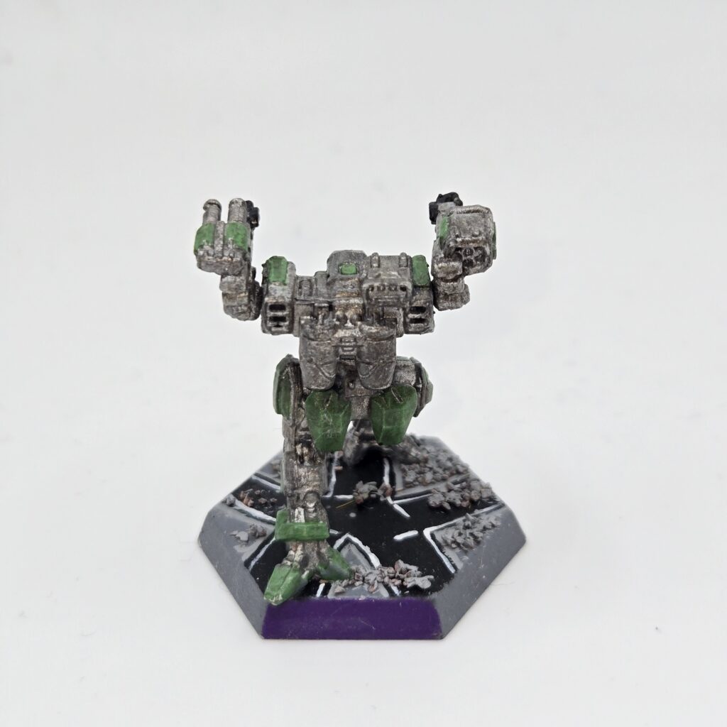 Fire Moth miniature painted metallic grey with green accents