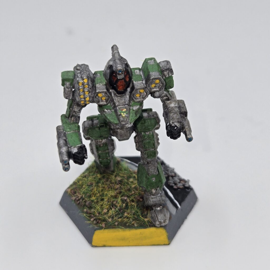Hellion miniature painted metallic grey with green accents