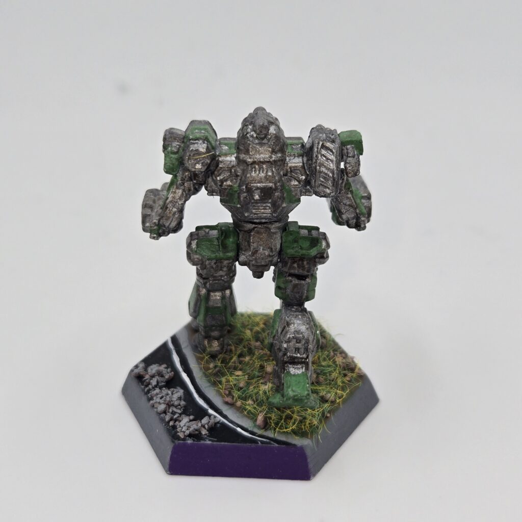 Hellion miniature painted metallic grey with green accents