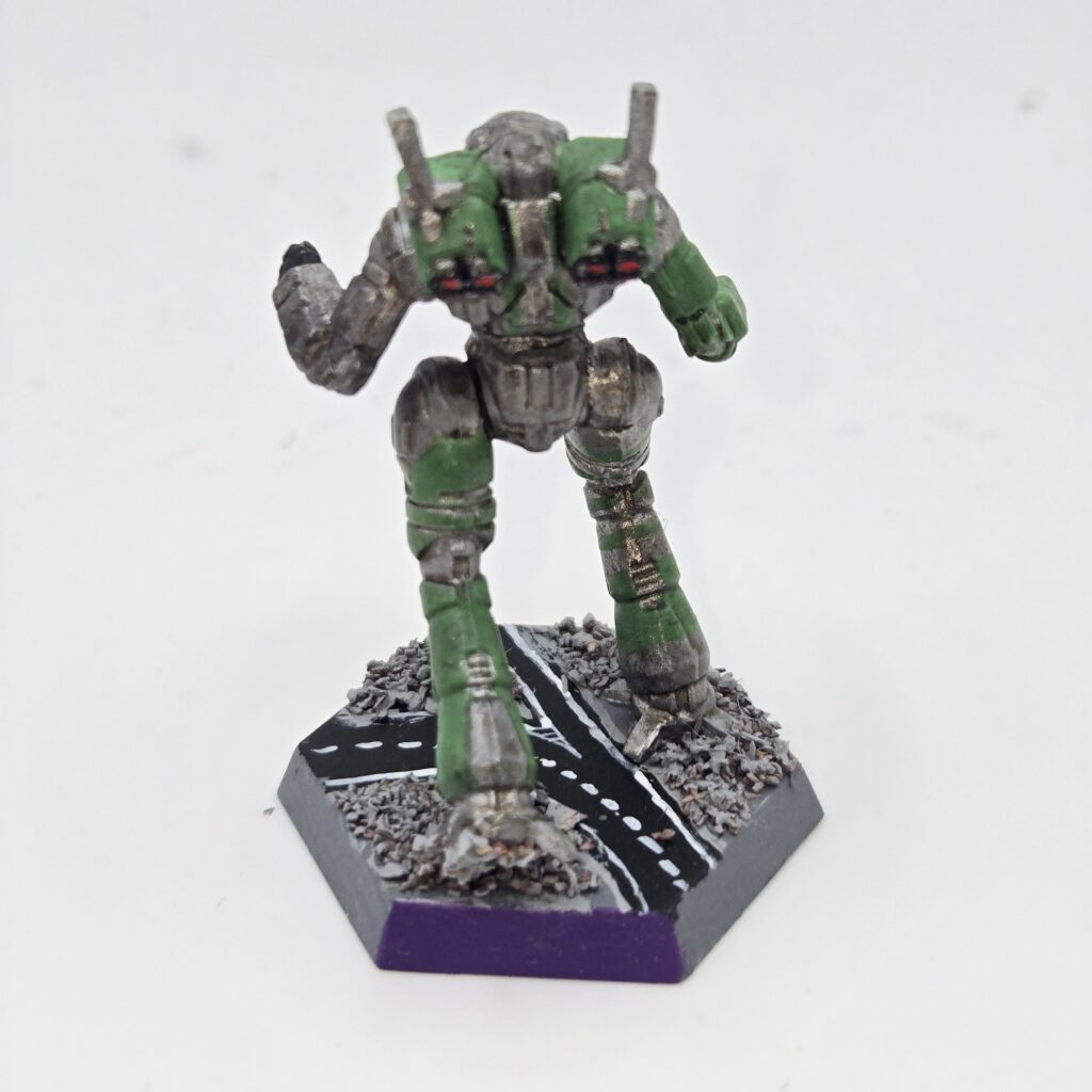 Ostscout miniature painted metallic grey with green accents