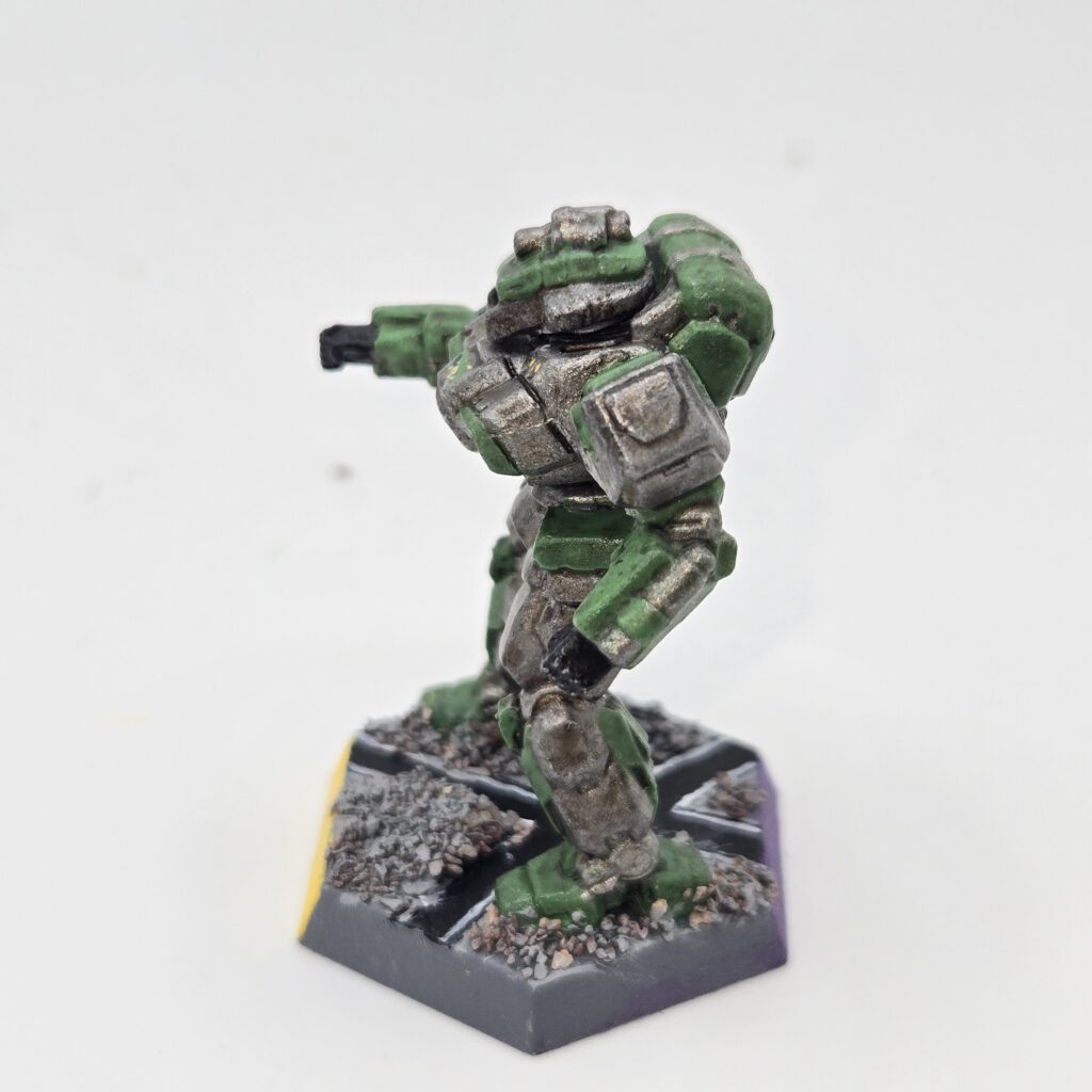 Shadow Hawk IIC miniature painted metallic grey with green accents