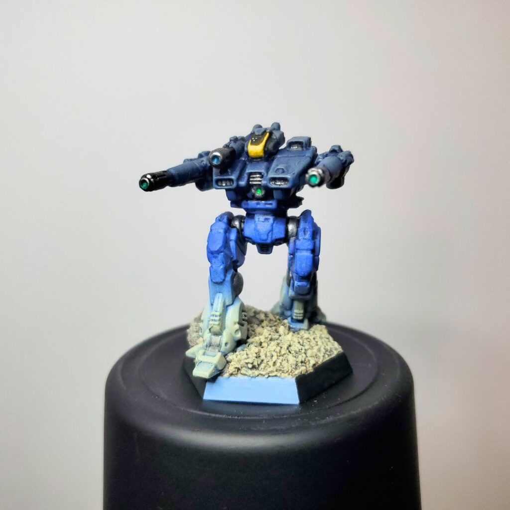 a Lancelot miniature painted in a grey-to-blue gradient