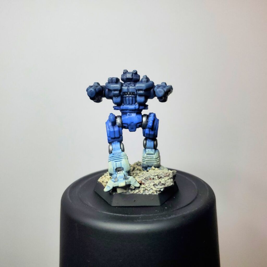 a Lancelot miniature painted in a grey-to-blue gradient