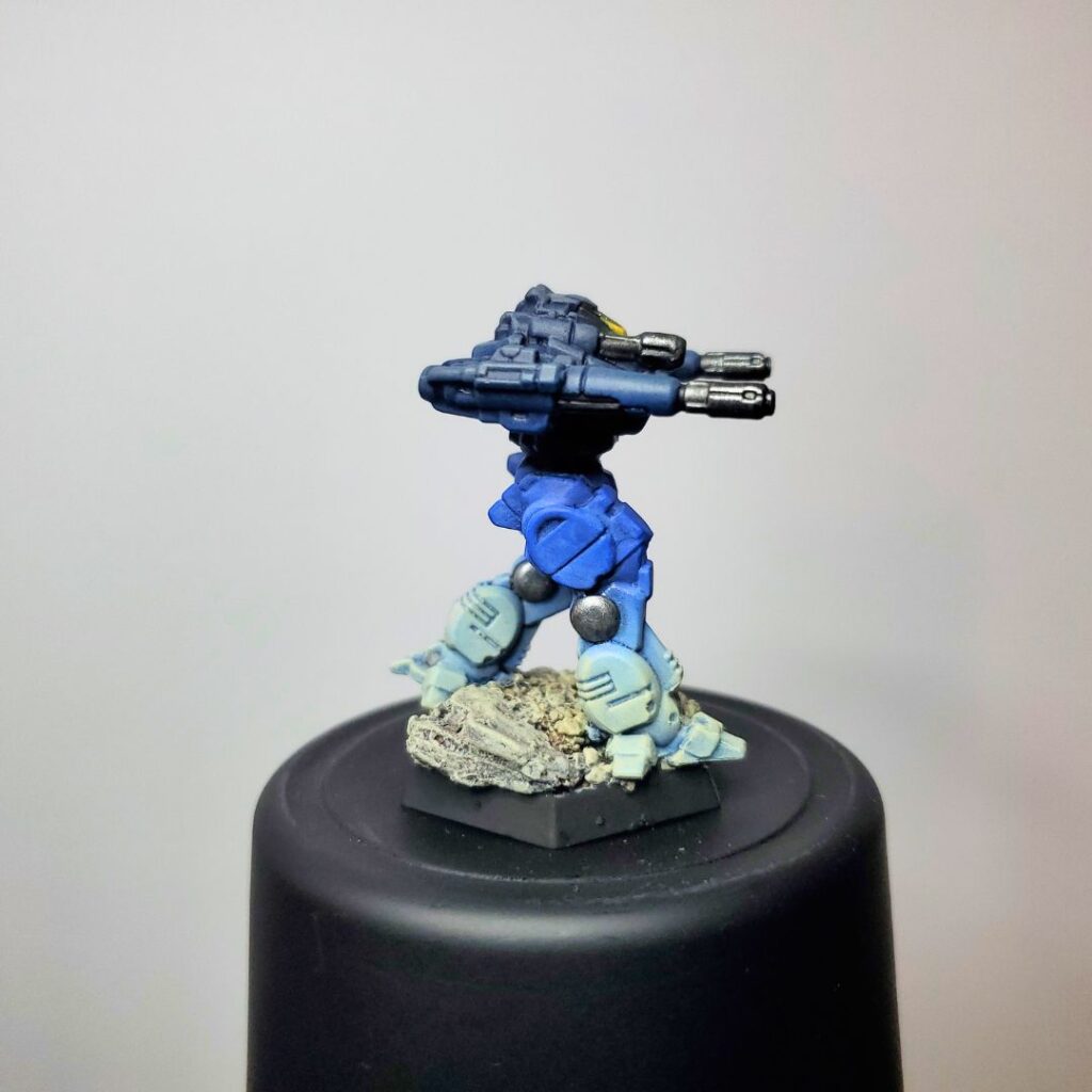 a Lancelot miniature painted in a grey-to-blue gradient