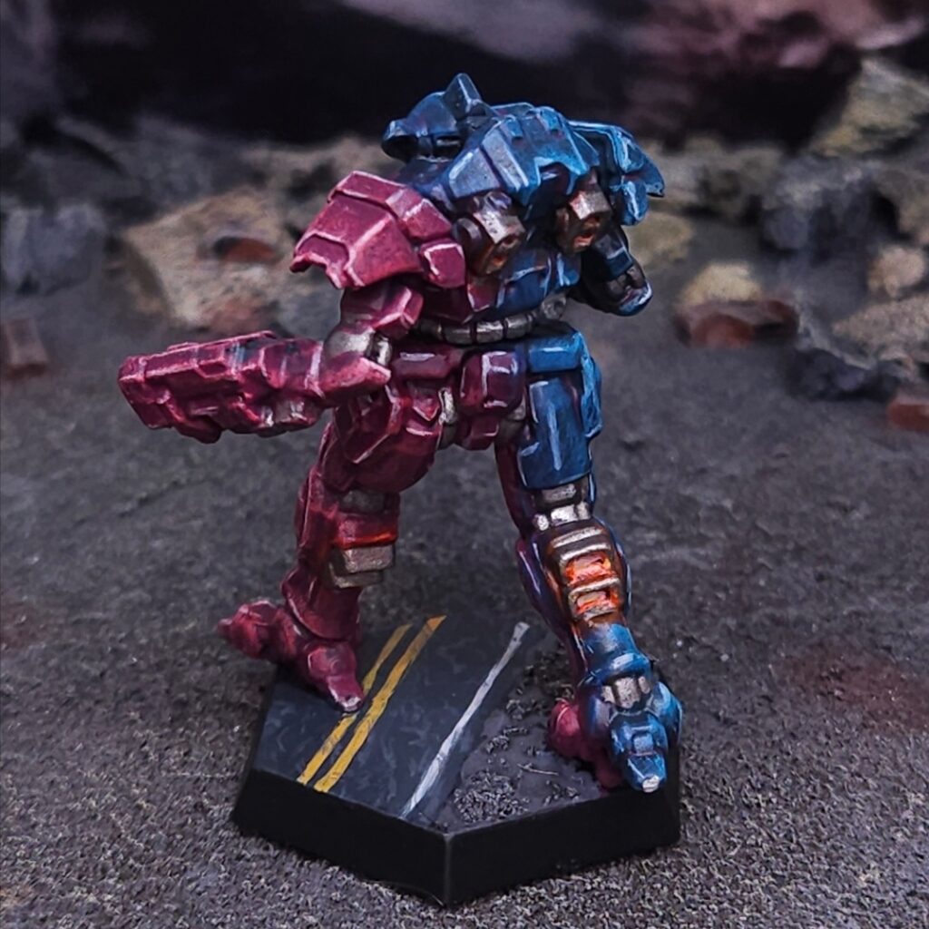Vapor Eagle miniature painted blue, purple, and pink