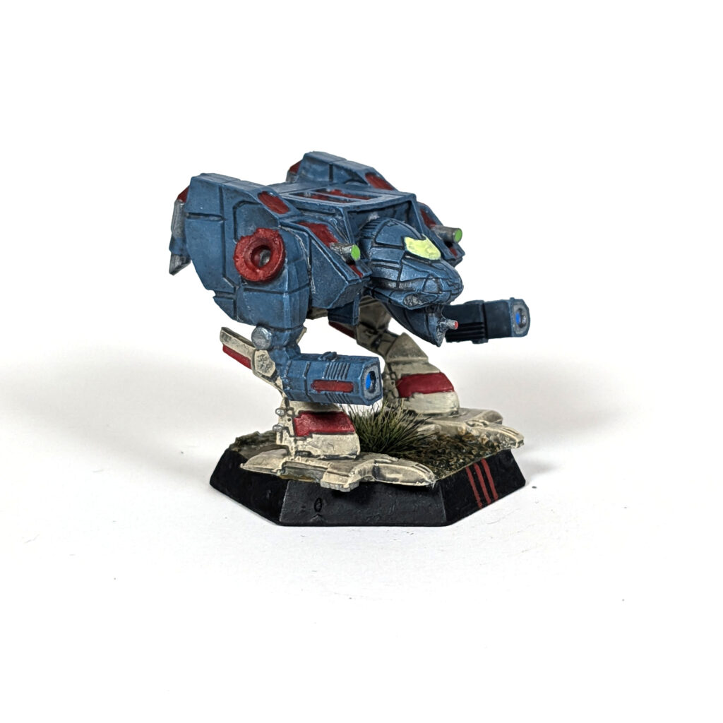 Linebacker miniature painted blue and tan