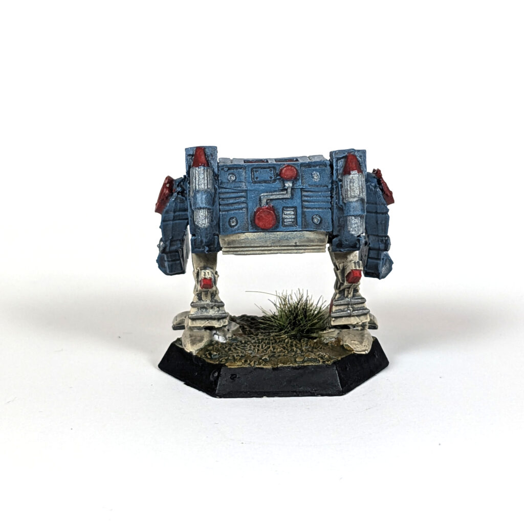 Linebacker miniature painted blue and tan