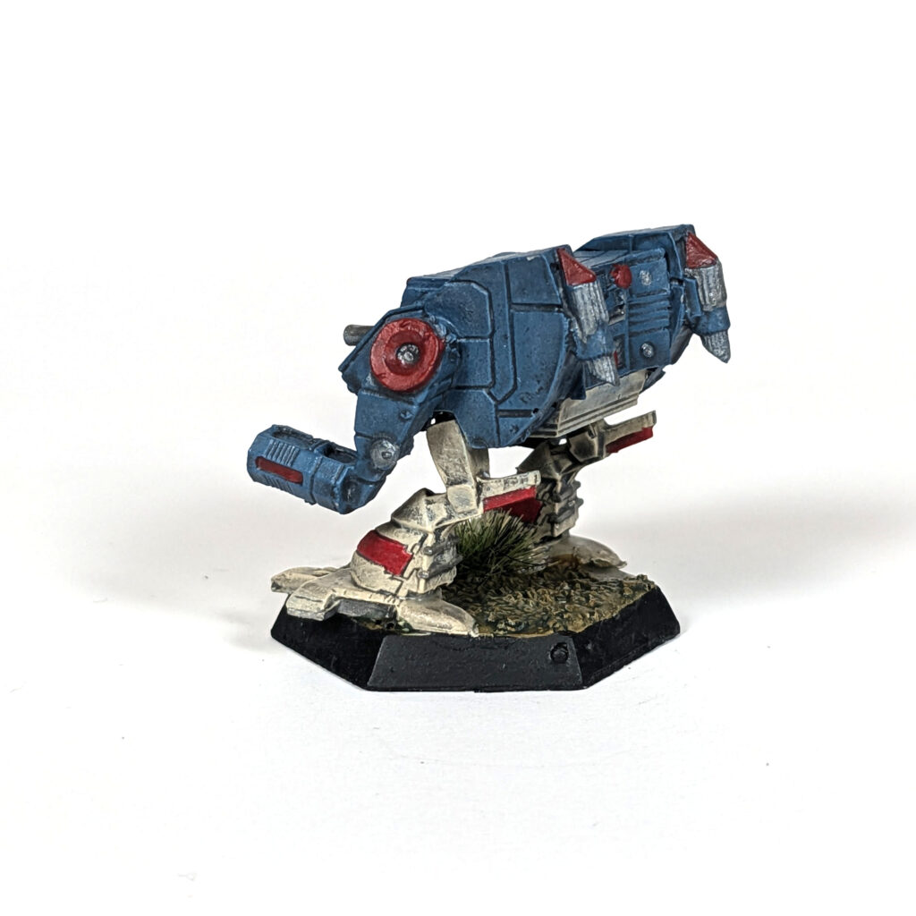 Linebacker miniature painted blue and tan