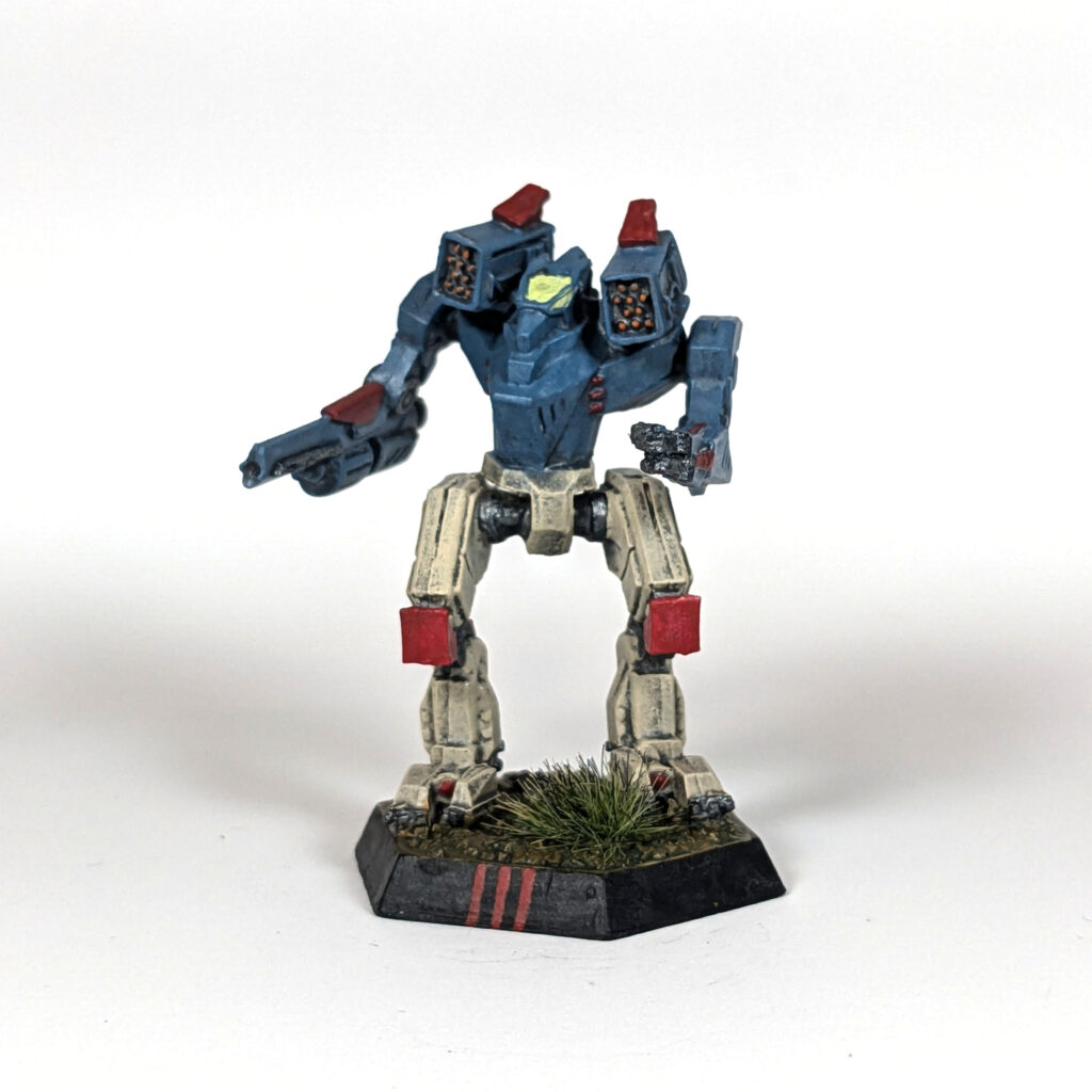 Warwolf miniature painted blue and tan